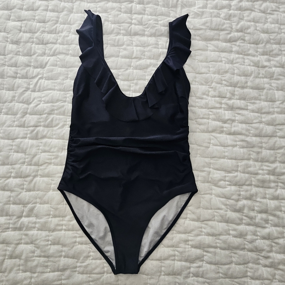 Hilor Navy Blue Ruffle One Piece Swimsuit
